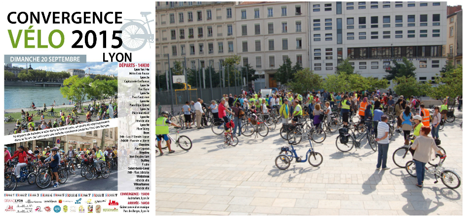 Le dimanche 20 septembre 2015, de nombreux cyclistes vont envahir Lyon pour la Convergence Vélo. L'évènement annuel rassembleur et convivial des cyclos.