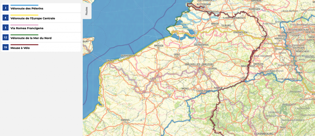 itinéraires cyclistes véloroute carte de belgique